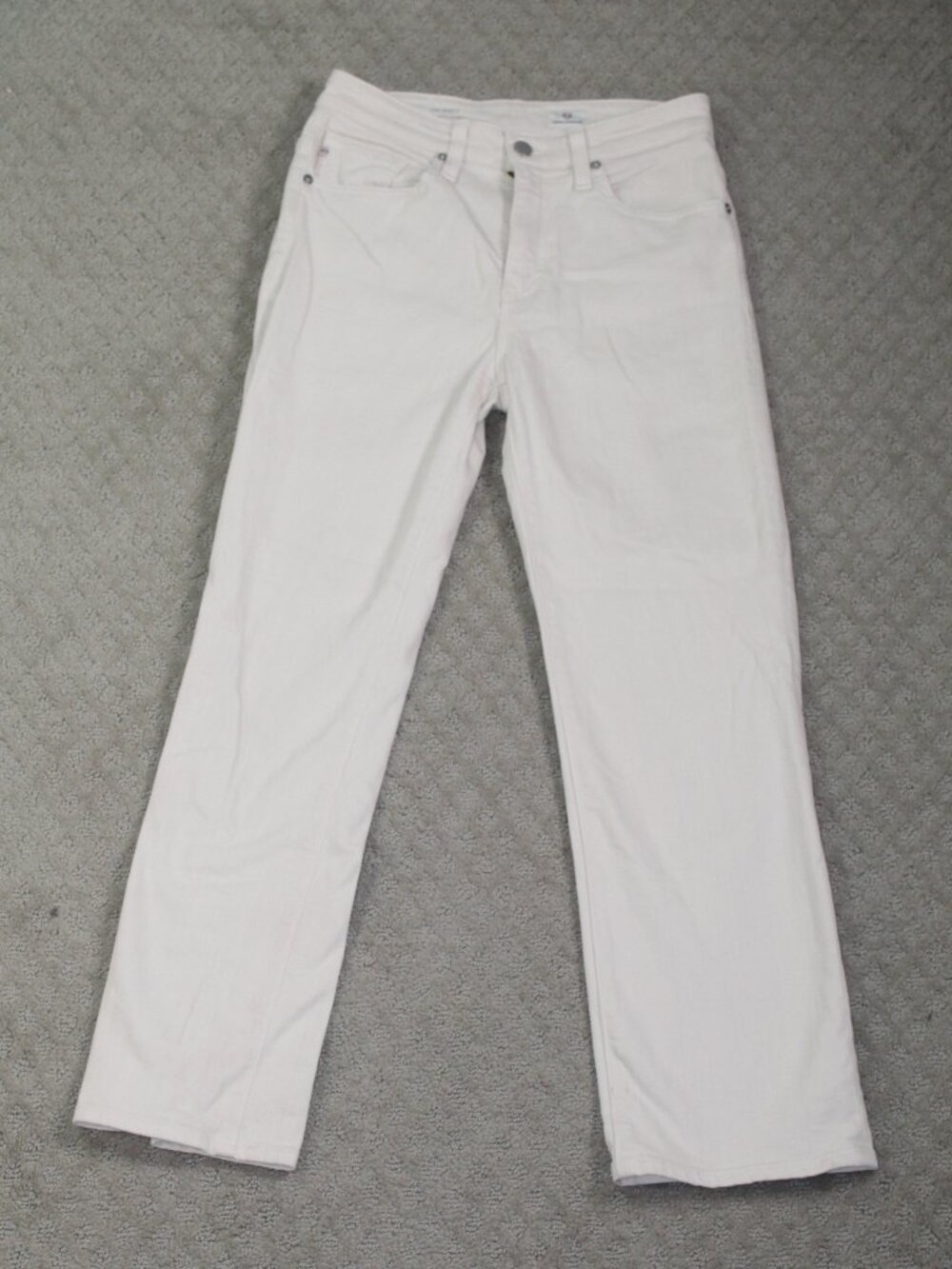 AG Adrianna Godschmeid The Rhett Size 26R Cream Denim High-Waisted Straight Leg